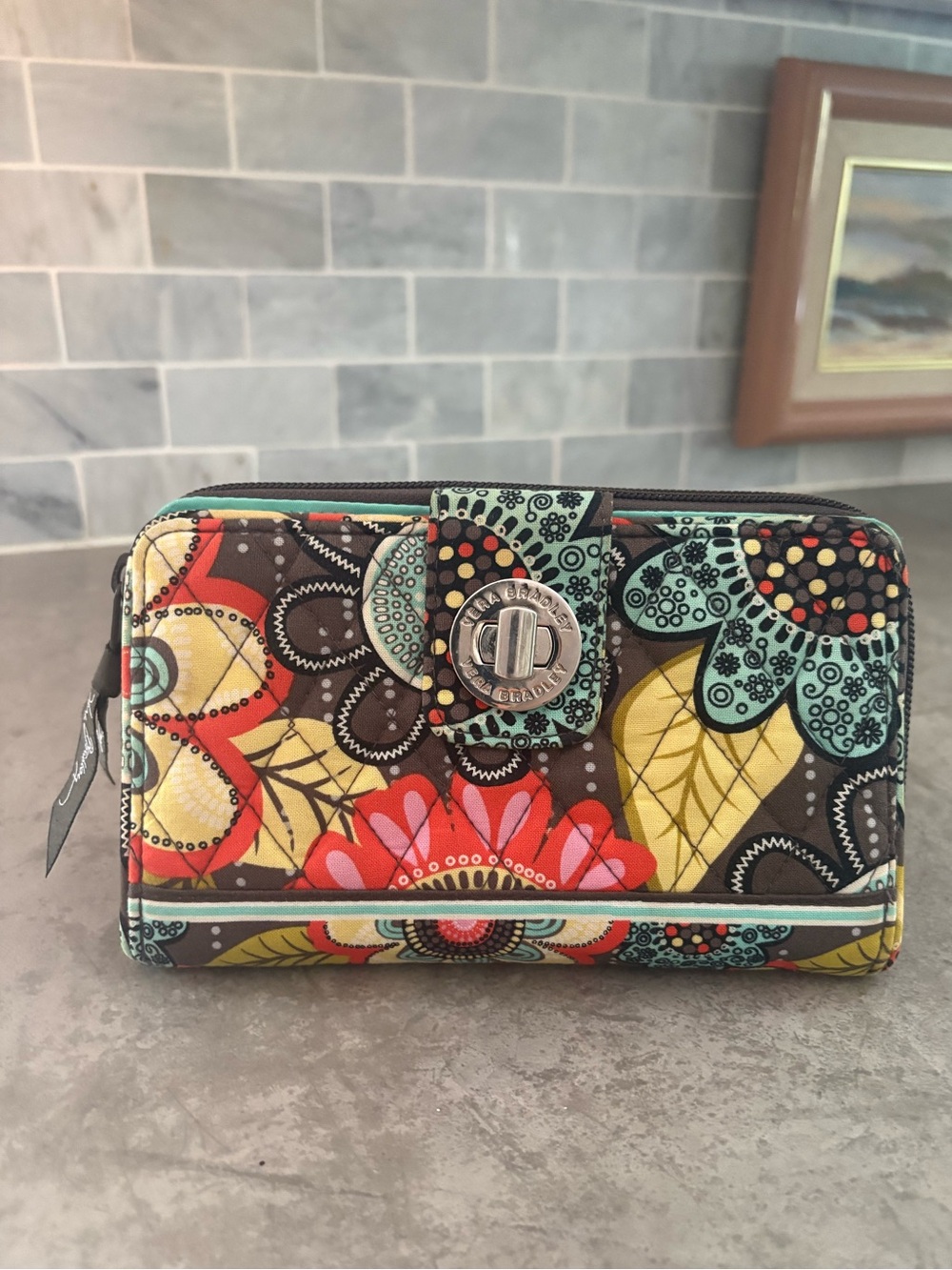 Vera Bradley Turnlock Wallet “Flower Shower” pattern